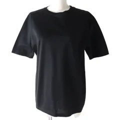 極美品◇HERMES エルメス Bolduc au Carre ボルデュックチェック／ロゴリボン柄 半袖 コットン100% Tシャツ トップス レディース 34 仏製