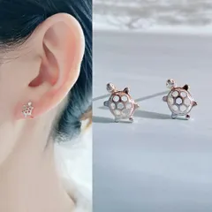 Terse☆S925 小さくてかわいいカメさんピアス 1ペア  長寿を象徴する縁起がいいカメさんをお守り代わりにどうぞ  個性的 アニマル トータル 亀 かめ ラッキーアイテム お正月に縁起の良い 普段使い お出かけ パーティー ギフト   SA0048A