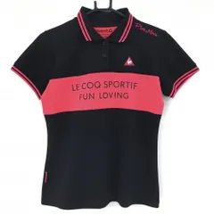 ★値下げ★【超美品】ルコック 半袖ポロシャツ 黒×ピンク バイカラー レディース L ゴルフウェア le coq sportif