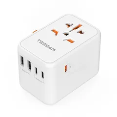 変換プラグ 海外旅行 全世界対応 コンセントGaN 65W PD急速充電 TESSAN 3つUSB-Cと2つUSB-Aポート付き C/O/BF/Aタイプ付き 海外 変換器 マルチ変換プラグ 電源変換アダプター ヨーロッパ/韓国/オーストラリア/イギリス/ア 0