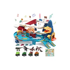 Cute Stone 恐竜おもちゃ レール 41点レールセット 大冒険 電動 組み立て 恐竜フィギュア 恐竜車 車両つき 大型マップ付き 鉄道玩具 誕生日 クリスマス プレゼント