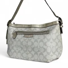 良品 COACH ショルダーバッグ シグネチャー 白 レザー F15703