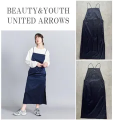 【WEB限定】BEAUTY&YOUTH UNITED ARROWS アローズ 23AW サテンキャミソールワンピース 新鮮さと90sのムード感ある雰囲気 NAVY 定価13,750円