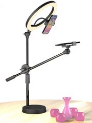 【在庫セール】俯瞰撮影 KATOLITE スマホスタンド LED リングライト 卓上伸縮タイプ 自撮り youtube Tiktok直播ライブ ネット授業 ネット会議 影なし 撮影高度角度調整可 明るさ明度調整可