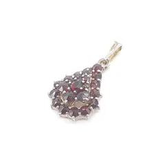 ヴィンテージ ネックレス ペンダントトップ ガーネット シルバーチャーム SILVER 925 ゴールドコーティング ジュエリー