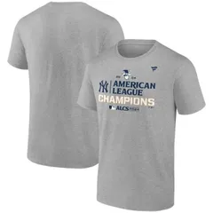 【送料無料】 ファナティクス メンズ Tシャツ トップス Men's Fanatics Heather Gray New York Yankees 2024 American League Champions Locker Room Big & Tall T-