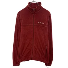 Colombia フリースジャケット M レッド コロンビア ジップアップ モックネック ワンポイント 刺繍 アウター 古着卸 アメリカ仕入 a703-6879