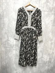 Ray Cassin レイカズン 花柄 Aライン ワンピース sizeF/黒 ■◇ レディース