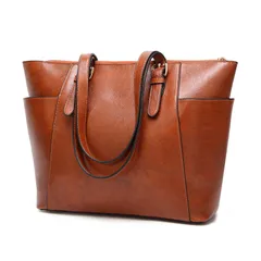 [Takusan Shopping] ビジネストートバッグ レディース メンズ 大容量 軽量 通勤 通学 大学生 高級 パソコン収納 puレザー 就活バッグ a4対応 ファスナー 男女兼用 (ブラウン) [ブラウン]