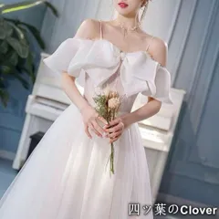 【美品・未使用新品】花柄レースにリボンが可愛い オフショル ウェディングドレス