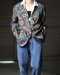 USA made native pattern × jacquard padless tailored jacket USA製 オルテガ アトミック柄 × ジャガード イージー テーラードジャケット