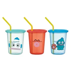 ハンギョドン 蓋付きプラコップ ストロー付タンブラー 3個セット 320ml サンリオ スケーター フタ付きコップ キャラクター グッズ 