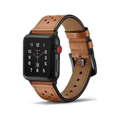 Tasikar コンパチブル Apple Watch バンド 44mm 42mm 高級 本革デザインバンド 本革(ブラウン 42mm/44mm)