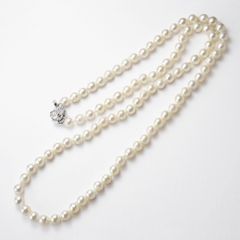 ナチュラルホワイト あこや真珠7.5-8mmバロックシェイプ ロングネックレス 80cm