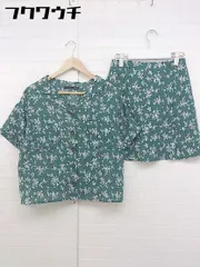 ◇ Heather ヘザー 花柄 ミニ スカート シャツ セットアップ 上下 サイズF グリーン ホワイト イエロー系 レディース  【1107080002029】のサムネイル