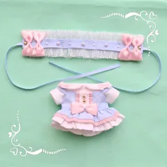10㎝　ぬい 服　セットアップ　ゆめかわ　ロリ服　水色×ピンク