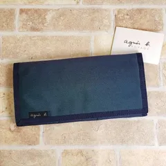 美品 アニエスベー ボヤージュ ☆ ナイロン マルチケース ポーチ 長財布 財布 ネイビー系 agnes b. VOYAGE