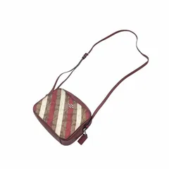 COACH コーチ C1387 SVOT8 ダイアゴナル ストライプ プリント ミニ バッグ ショルダーバッグ ブラウン レッド系