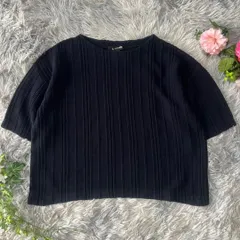 LAUTREAMONT 立体編みサマーニット【38】ネイビー 半袖 着心地◎