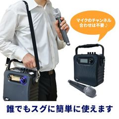 録音機能付き バッテリー内蔵ポータブルワイヤレススピーカー＆ハンドマイク2本セット 出力30W AUDIO NEXSUS AN-336GL (周波数B41＆B42)
