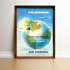 エールフランス カルフォルニア 1960年代 フランス ヴィンテージ 雑誌 広告 額付 アートフレーム ポスター