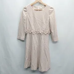 ◇ ⊇ UNIVERVAL MUSE 花装飾 長袖 膝下丈 ワンピース サイズ表記なし ピンク レディース E  【1408220040575】