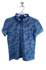 【美品】BEAMS GOLF(ビームスゴルフ) ポロシャツ 水色カモフラ柄 レディース L ゴルフ用品 2410-0740 中古