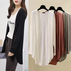 ロングカーディガン レディース カーディガン 冷房対策 日よけ対策 UVカット ニットソー 薄手 ロング丈 ポレロqdfs566