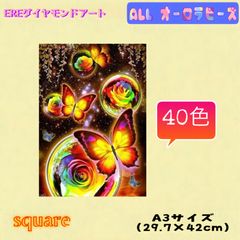 フルオーロラビーズダイヤモンドアートキット　ALLオーロラ  蝶々　A3