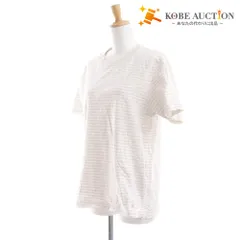 ■ ポール･スミス Tシャツ 半袖 トップス 丸首 ボーダー柄 コットン100% メンズ レディース L ホワイト ライトベージュ