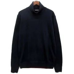 エンポリオアルマーニ EMPORIO ARMANI タートルネック EAロゴ ハイゲージ ニット レイヤード風 セーター 長袖 ウール混 ネイビー バーガンディ XXL 6G1MY2 1MTPZ 美品