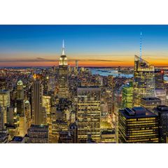 絵画風 壁紙ポスター (はがせるシール式) 夕暮れのマンハッタン ニューヨークの夜景 キャラクロ NYK-003A1 (A1版 830mm×585mm) ＜日本製＞ ウォールステッカー お風呂ポスター