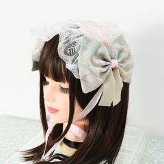 ヘッドドレス　【水桃×ピンクレース】　ロリータ