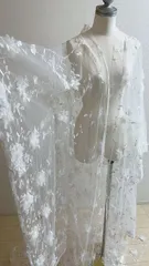 チュール打掛　オーガンジー打掛 着物 オーバードレス　レース羽織　ウエディングドレス　お色直し　刺繍　色変更可能　3D立体的な刺繍 うす衣 和装　和装花嫁　和装前撮り 色打掛 大人婚 舞台ステージ 時代劇用演劇 芝居 芸者 浴衣 白 花