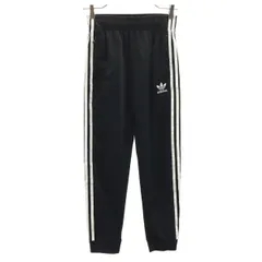 adidas アディダス トレフォイルロゴ刺繍 トレーニング ロングジャージパンツ 150 黒 キッズ 古着