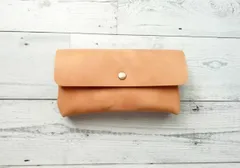 本革長財布（ナチュラルブラウン） ポーチのようなふっくら長財布 ミニバッグ レザーウォレット お財布ポーチ ポシェット