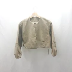 ◇ ⊇ ◎●未使用● LOUNIE ルーニィ ノーカラー 長袖 ジャケット サイズM ベージュ レディース E  【1503060030660】