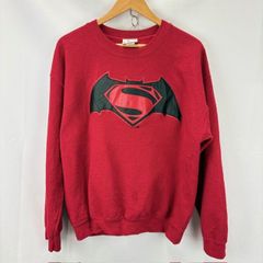Six Flags BATMAN vs SUPERMAN DAWN OF JUSTICE パッチ スウェット レア サイズⅬ 07081108 871　汚れ