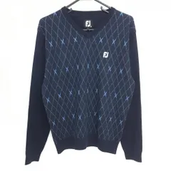 ★SALE価格★【新品】フットジョイ セーター ネイビー 白×ブルー Vネック ダイヤ柄 メンズ M ゴルフウェア FootJoy