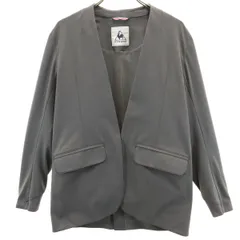 le coq sportif ルコックスポルティフ Vネック ノーカラージャケット M ブラウン 裏メッシュ メンズ 古着