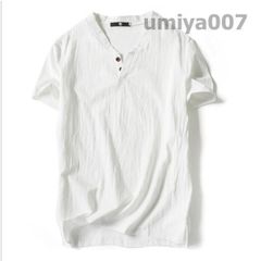 Tシャツ メンズ Vネック 未使用  半袖 カットソー 無地 トップス カジュアル 涼しい リネン 麻 カジュアルシャツ 綿麻 夏 アメカジkongban149