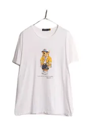 【お得なクーポン配布中!】 ポロベアー ポロ ラルフローレン プリント 半袖 Tシャツ メンズ L / 古着 キャラクター プリントTシャツ シングルステッチ クルーネック 白