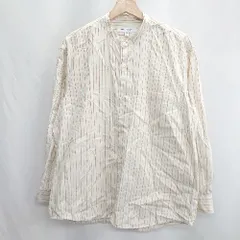 ◇ ⊇ URBAN RESEARCH ストライプ柄 ハイネック 長袖 シャツ サイズL ベージュ ブラウン メンズ E  【1501230030885】