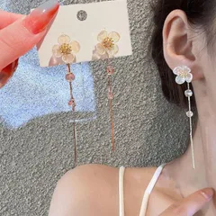 ピアス 花 揺れる ロングピアス 大ぶり モチーフピアス 可愛い イヤリング 人気アクセサリー 二次会 結婚式(メール便送料無料)