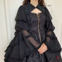 ゴシックボレロ 黒 白ショート丈 ゴスロリワールド 病み可愛い ゴスロリ イベント コスプレ ドロップドカフスベロア ボレロ カーディガン 姫袖 広い袖 スリット入り ゴスロリ パンク ロック V系 ビジュアル系 舞台 ステージ 衣装 日焼け止め レース
