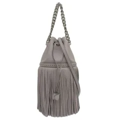 Ｊ＆Ｍデヴィッドソン J＆M DAVIDSON フリンジ カーニバル ピーキー 2WAYバッグ レザー ライトグレー LMNC-1BC-S-SCNP 美品 新入荷 OB2422