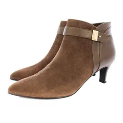 ダイアナ DIANA Artemis ベルトデザインショートブーツ MR66731 ポインテッドトゥ スエード 切替 レザー 23.5cm 茶 ブラウン /KU