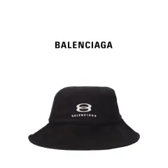 バレンシアガ バケットハット ボア ロゴ金具 ウール ブラック