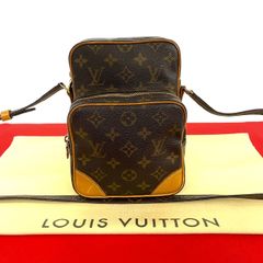 極 美品 LOUIS VUITTON ルイヴィトン アマゾン モノグラム ロゴ 柄 レザー 本革 ミニ ショルダーバッグ ポシェット ブラウン 161-6