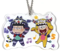 【中古】キーホルダー・マスコット(キャラクター) 一松＆十四松 「セガコラボカフェ おそ松さん デフォルメアクリルチャーム～モンスターver.～」